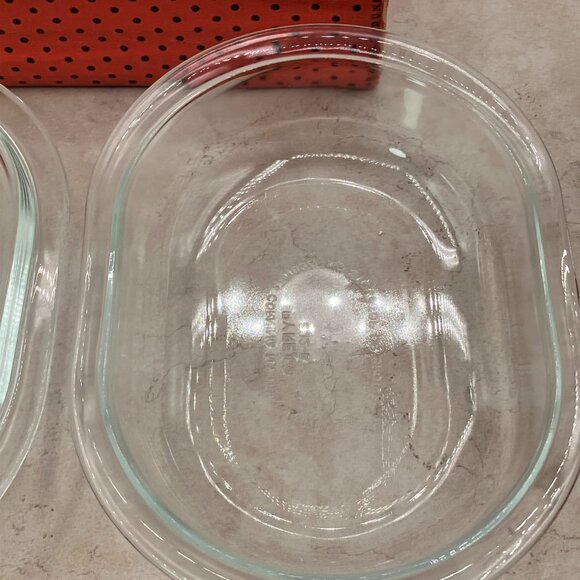Vintage  PYREX  Clear Oval Casserole Dish 602-B & 602-C Lid 20 oz 1950's - Picture 5 of 11